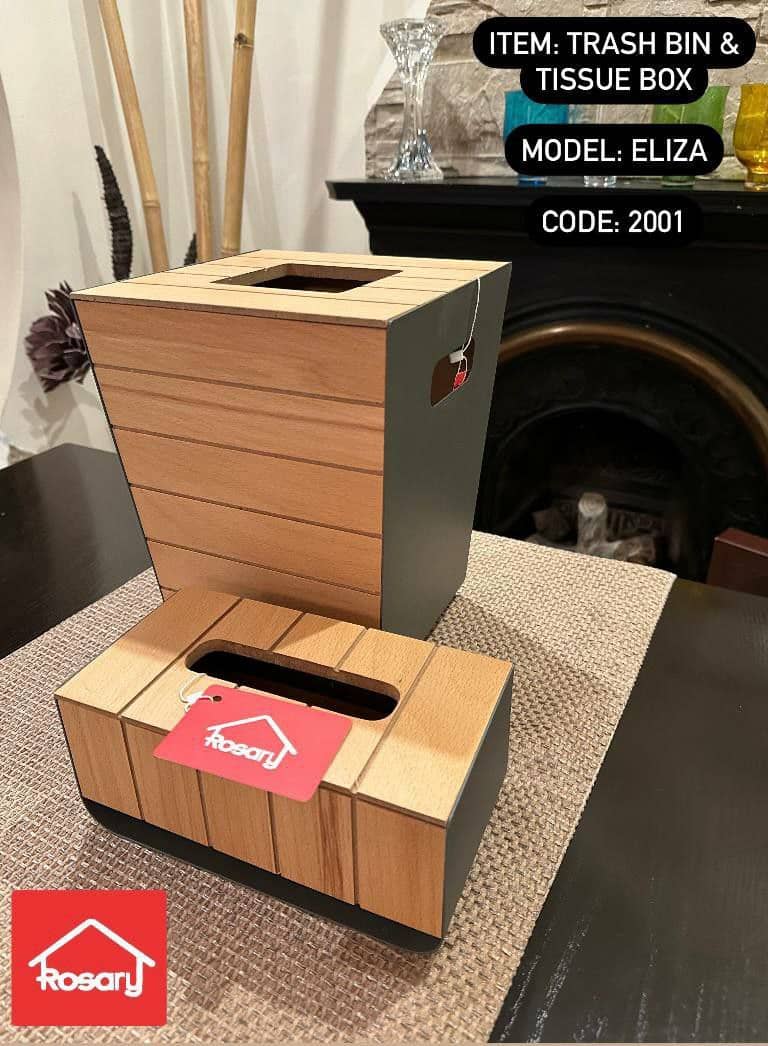 سطل ودستمال  چوب و فلز طوسی