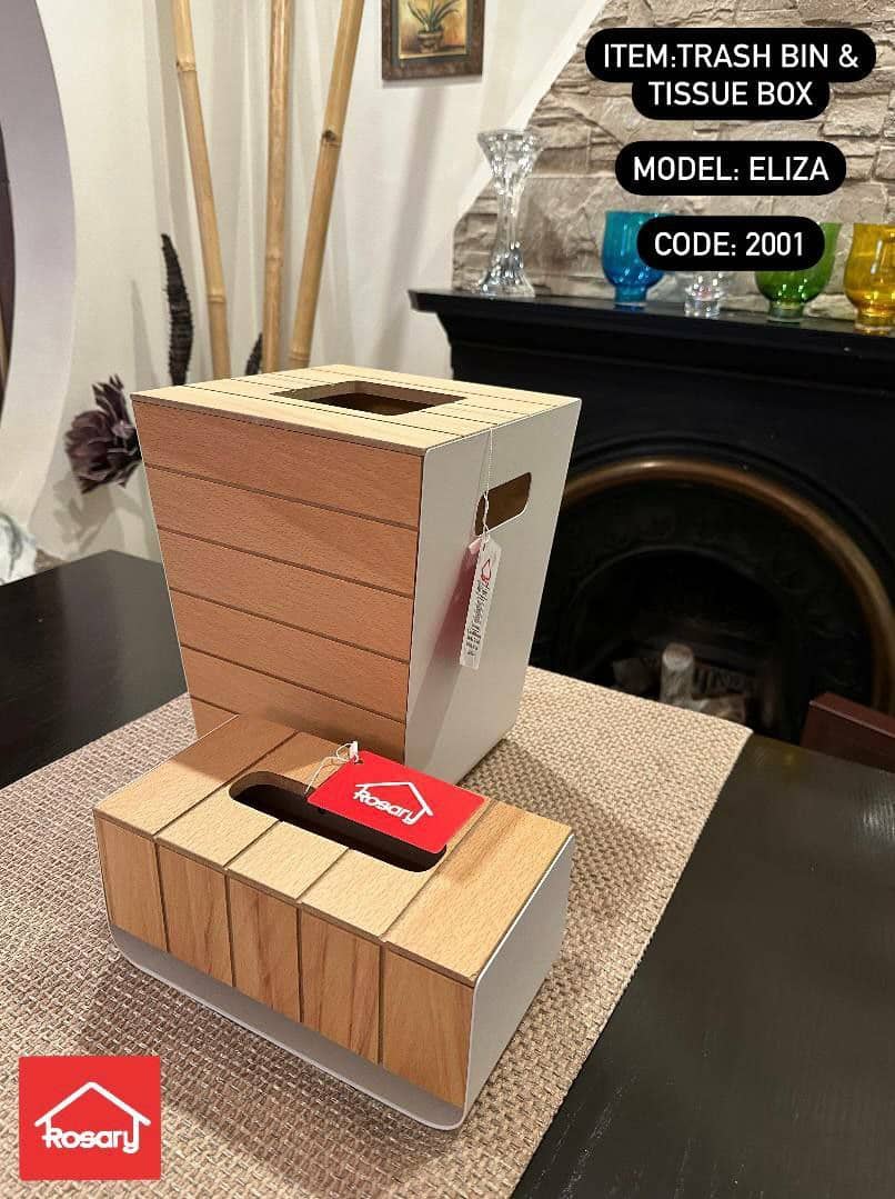 سطل ودستمال  چوب و فلز سفید