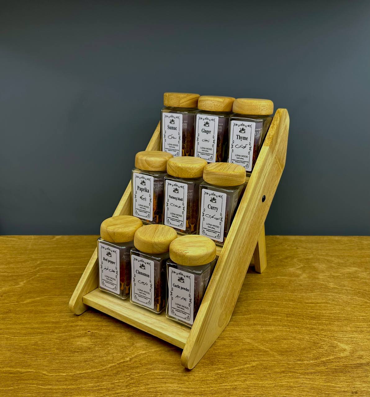 ادویه ریز 9تایی  چوب رابر وود تک کارتن افرالوکس