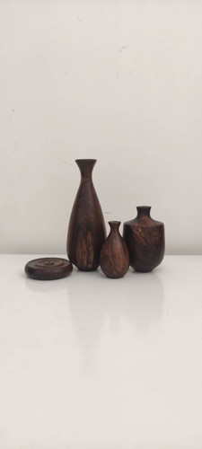 ست گلدان و جا شمعی گردو M005