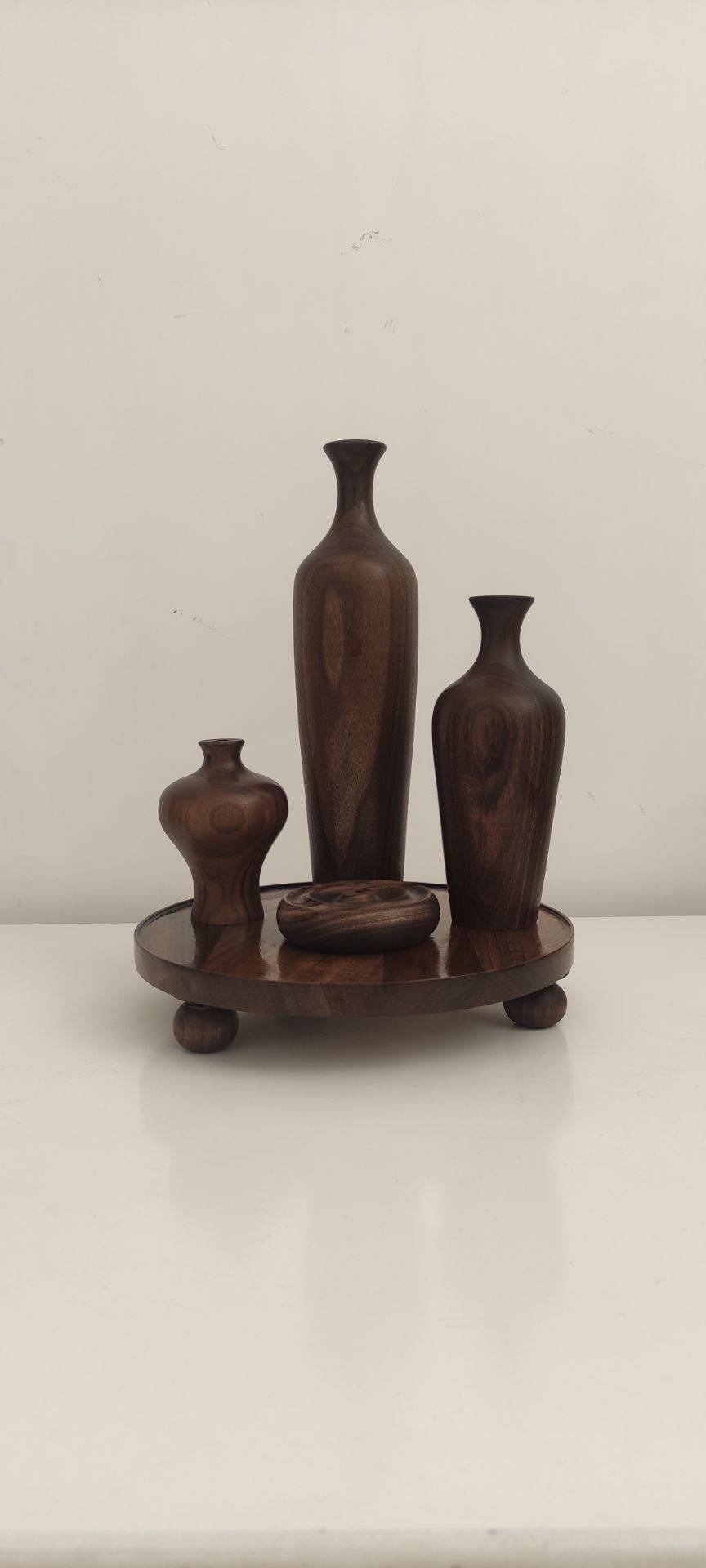 ست گلدان و جا شمعی گردو MR001