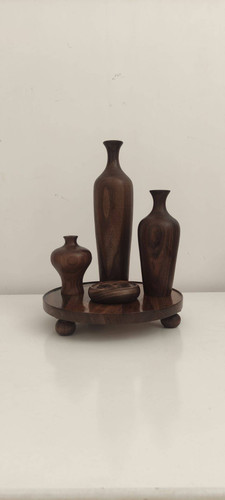 ست گلدان و جا شمعی گردو MR001